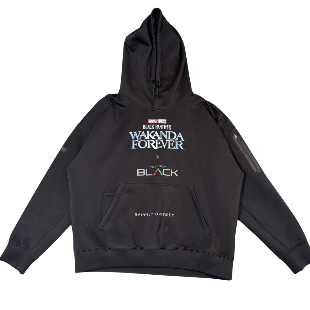 Actively Black x Marvel Black Panther Wakanda Forever Hoodie Mens Large Black